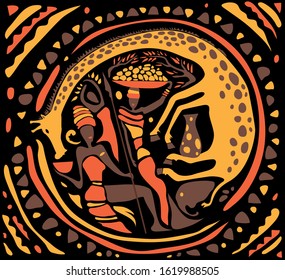 Abstract African Art, circle Shape  Vector Art