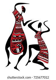 Abstract African Art, Women Dancing (Vector Art)