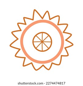Abstract african ethnic sun shape flat icon. Vector illustration