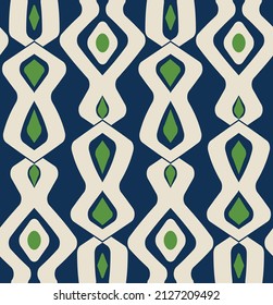 Abstrakte afrikanische Geometrische Diamantform Nahtlose Muster trendige Modefarben, perfekt für Allover-Stoffdruck Navy Blue Green Tones