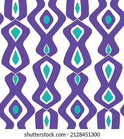 Abstract African Geometric Diamond Shape Seamless Pattern Trendy Fashion Colors Perfect for Allover Fabric Print Electric Purple Tones