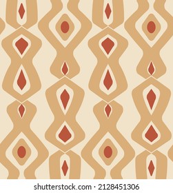 Abstract African Geometric Diamond Shape Seamless Pattern Trendy Fashion Colors Perfect for Allover Fabric Print Milky Brown Orange Tones