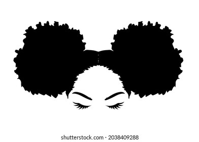 Abstract african girl clipart. Detailed silhouette of a woman with curly hair.