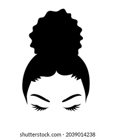 Abstract african girl clipart. Detailes silhouette of a woman with curly hair.