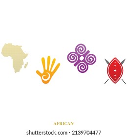 Abstract African logo design and colorful art