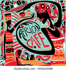 Abstract African Café Menu Artwork Cover (vector Art)