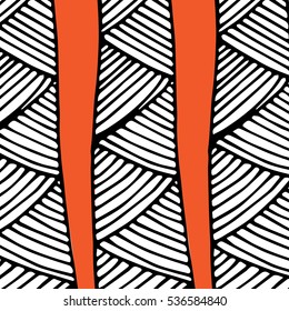 abstract african pattern orange and black line disign