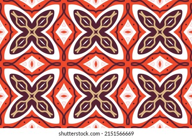 Abstract African Patterns Fabric from Africa Navajo Nation Pattern Seamless Ornament Traditional cross art Mexican dress Design for print wallpaper paper texture background red brown white color