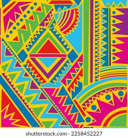 Abstract African seamless pattern in colorful style.