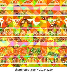 Abstract African seamless pattern of triangles. Vector illustration.