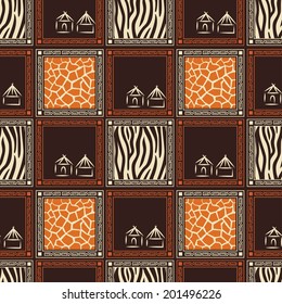 Abstract African seamless pattern with wild animals skins. Vector