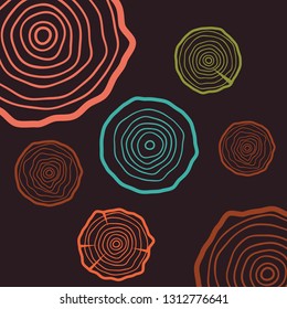 Abstract age annual circle tree background. Tree rings vector set