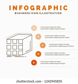 Abstract, aggregation, cube, dimensional, matrix Infographics Template for Website and Presentation. Line Gray icon with Orange infographic style vector illustration