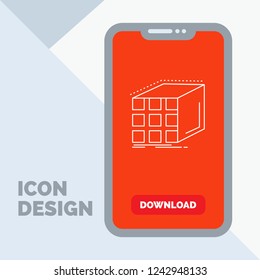 Abstract, aggregation, cube, dimensional, matrix Line Icon in Mobile for Download Page