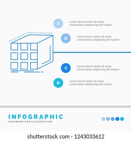 Abstract, aggregation, cube, dimensional, matrix Infographics Template for Website and Presentation. Line Blue icon infographic style vector illustration