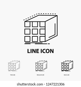 Abstract, aggregation, cube, dimensional, matrix Icon in Thin, Regular and Bold Line Style. Vector illustration