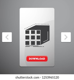 Abstract, aggregation, cube, dimensional, matrix Glyph Icon in Carousal Pagination Slider Design & Red Download Button