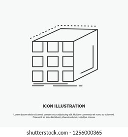 Abstract, aggregation, cube, dimensional, matrix Icon. Line vector gray symbol for UI and UX, website or mobile application