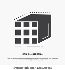 Abstract, aggregation, cube, dimensional, matrix Icon. glyph vector gray symbol for UI and UX, website or mobile application