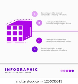 Abstract, aggregation, cube, dimensional, matrix Infographics Template for Website and Presentation. GLyph Purple icon infographic style vector illustration.