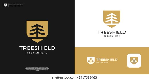 Abstract agricultural logo design template. Shield shape with plant in negative space.