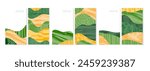Abstract agriculture field or farm card background. Vineyard valley pattern, spring countryside landscape, ecology poster template. Summer nature backdrop, organic design set, eco green flyer layout