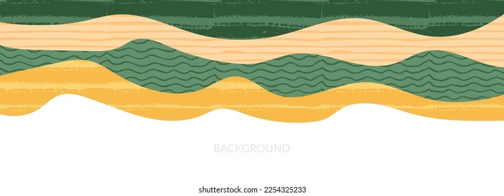 Abstract agriculture field or farm card banner background. Vineyard valley pattern, countryside landscape, eco horizontal panorama template. Nature backdrop, organic green webpage header layout design