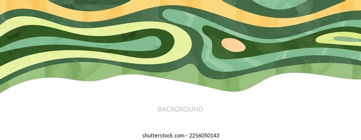 Abstract agriculture field or farm card banner background. Vineyard valley pattern, countryside landscape, eco horizontal panorama template. Nature backdrop, organic green webpage header layout design