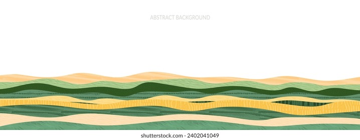 Abstract agriculture field or farm card banner background. Vineyard valley pattern, countryside landscape, eco horizontal panorama template. Nature backdrop, organic green webpage header layout design