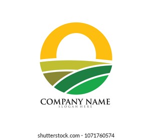 abstract agriculture land farm field vector logo design template, letter O