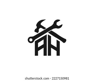 Abstract AH Letter Creative Home Repair Logo Design. Unique Real Estate, Property, Construction Business identity Vector Icon.