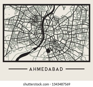 Abstract Ahmedabad City Map - Illustration as EPS 10 File