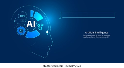 Abstract AI. Artificial intelligence concept. Using AI to solve problems. asking questions to AI on a beautiful background