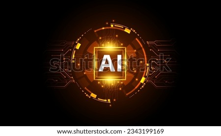 Abstract ai artificial intelligence modern digital concept circuit board and circles on red background futuristic beautiful high tech
