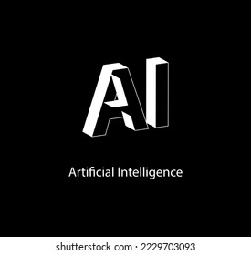 abstract ai artificial intelligence simple elegant black and white illustration background vector