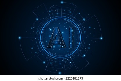 Abstract AI or artificial intelligence symbol. Modern futuristic AI technology circuit board concept.

