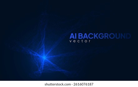  Abstract ai blue tech background with flowing lines, digital particles and cyber tech vibes, ideal for web banners and hi-tech concepts. 