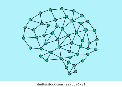 Abstract AI brain. Plexus neural network. AI, deep learning technologies concept. Artificial mind. Vector illustration