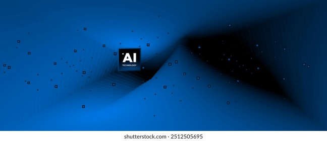 Abstract AI circuit board background. Technology connected blue lines with electronics elements on tech. Computer motherboard with a chip, processor, and semiconductor. Digital vector illustration