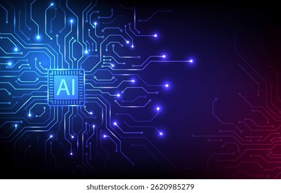Abstract AI circuit board background. featuring futuristic artificial intelligence electronic technology motherboard concept.