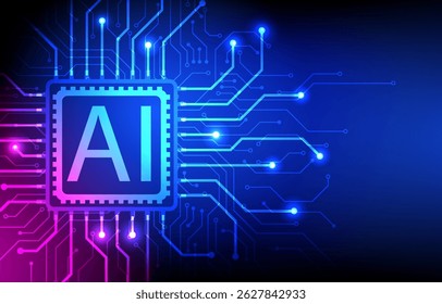 Abstrato AI circuito placa de fundo design inteligência artificial com circuitos digitais, aprendizagem de máquina, IA e interfaces virtuais de alta tecnologia.