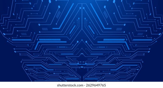 Fundo abstrato da placa de circuito AI. Tecnologia conectada linhas azuis com elementos eletrônicos na tecnologia bg.vetor eps10