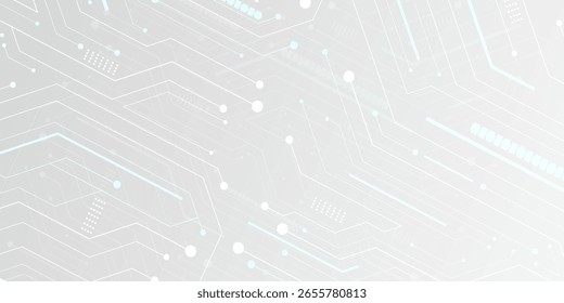 Fondo Abstractas de la placa de circuito de la IA. La Tecnología conecta las líneas blancas con los Elementos electrónicos sobre un fondo tecnológico. Placa base de computadora con chips, procesadores y semiconductores.