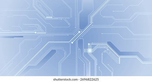 Fundo abstrato da placa de circuito AI. Tecnologia conectou linhas brancas com elementos eletrônicos em tecnologia bg. Placa-mãe com chip e semicondutor. Ilustração de vetor digital cinza elegante