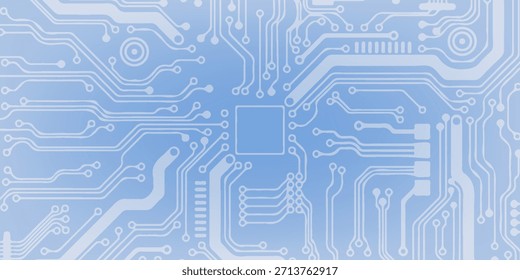 Fondo Abstractas de la placa de circuito de la IA. Tecnología conectó líneas blancas con Elementos electrónicos en Tech BG. Placa base de ordenador con chip, y semiconductor. Elegante Ilustración vectorial digital gris