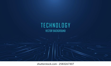 Abstract AI circuit board in dark blue background. High-tech electronics board digital technology. Isometric electronic motherboard background. Vector illustration.