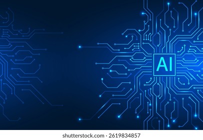 Abstract AI circuit board design featuring futuristic electronic patterns.