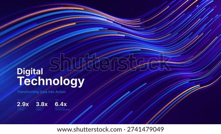 Abstract AI Data Stream Architecture with Neural Connections. Big Data Fintech Technology Backdrop for Corporate Innovation and Digital Transformation. Modern Tech Presentation Vector Illustration.
