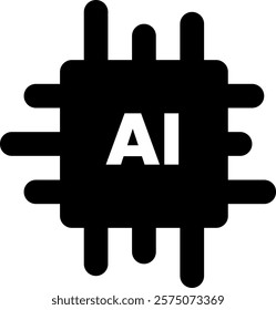 Abstract AI solid icon, representing artificial intelligence, innovation, and advanced computing