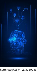 Abstract ai technology vertical background with ai online marketing strategy for digital world.Vector illustrations.